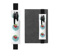 Portapenne in pelle nera segnalibro YYHWHJDE Cherry in the Bubble Picture regolabile elastico 21,1-4,6 cm adatto per la maggior parte dei quaderni diari