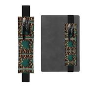 Portapenne in pelle nera, segnalibro YYHWHJDE con bordo a pigna, fascia elastica regolabile da 21,1 a 4,6 cm, adatto per la maggior parte dei quaderni e diari