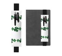 Portapenne in pelle nera Segnalibro YYHWHJDE Cuore a Cuore Quattro Foglie Erba Stampe Fascia elastica regolabile 21,1-4,6 cm per quaderni Diari Manuali Pianificatori