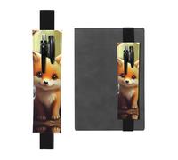 Portapenne in pelle nera segnalibro YYHWHJDE Cute Baby Fox stampa fascia elastica regolabile 21,1-4,6 cm per quaderni diari copertina rigida diario