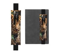 Portapenne in pelle nera segnalibro YYHWHJDE Cute Baby Jaguar stampa fascia elastica regolabile 21,1-4,6 cm per quaderni diari manuali pianificatori