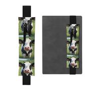 Portapenne in pelle nera segnalibro YYHWHJDE Cute Little Cow stampe fascia elastica regolabile 21,1-4,6 cm per quaderni diari manuali pianificatori