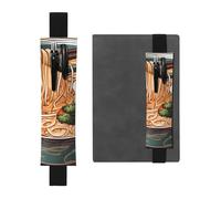 Portapenne in pelle nera segnalibro YYHWHJDE Delicious Sweet Ramen stampe fascia elastica regolabile 21,1-4,6 cm per quaderni diari manuali pianificatori