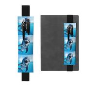 Portapenne in pelle nera segnalibro YYHWHJDE divertente delfino guardando te stampe fascia elastica regolabile 21,1-4,6 cm per quaderni diari manuali pianificatori