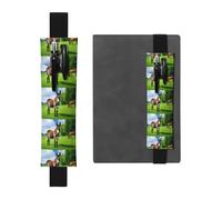 Portapenne in pelle nera, segnalibro YYHWHJDE Donkey su prato verde, fascia elastica regolabile da 21,1 a 4,6 cm, adatto per la maggior parte dei quaderni e diari