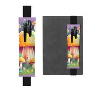 Portapenne in pelle nera segnalibro YYHWHJDE Fantasy Dream stampe fungo fascia elastica regolabile 21,1-4,6 cm per quaderni diari manuali pianificatori