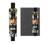 Portapenne in pelle nera, segnalibro YYHWHJDE Fierce Tiger, fascia elastica regolabile da 21,1 a 4,6 cm, per quaderni, diari, manuali e pianificatori