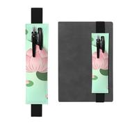 Portapenne in pelle nera segnalibro YYHWHJDE fiori di loto in attesa di fiorire stampe fascia elastica regolabile 21,1-4,6 cm per quaderni diari manuali pianificatori