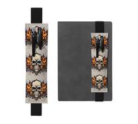Portapenne in pelle nera, segnalibro YYHWHJDE Fire Skull Stampe Fascia elastica regolabile 21,1-4,6 cm per quaderni Diari Manuali Pianificatori