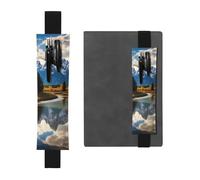 Portapenne in pelle nera, segnalibro YYHWHJDE Grand Teton National Park, con stampa, fascia elastica regolabile da 21,1 a 4,6 cm, per quaderni, diari, manuali e pianificatori