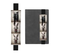 Portapenne in pelle nera segnalibro YYHWHJDE Little Grey Rabbit con stampa a cuore fascia elastica regolabile 21,1-4,6 cm adatto per la maggior parte dei quaderni diari