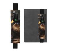 Portapenne in pelle nera, segnalibro YYHWHJDE Mallard Duck Stampe fascia elastica regolabile 21,1-4,6 cm per quaderni Diari Manuali Agende