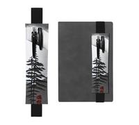 Portapenne in pelle nera, segnalibro YYHWHJDE Moon Pine Tree con fascia elastica regolabile da 21,1 a 4,6 cm, adatto per la maggior parte dei quaderni e diari