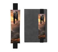 Portapenne in pelle nera, segnalibro YYHWHJDE Mountain Sunrise, con fascia elastica regolabile da 21,1 a 4,6 cm, per quaderni, diari, diari con copertina rigida
