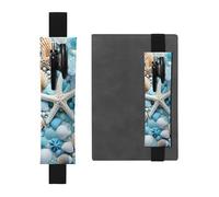 Portapenne in pelle nera, segnalibro YYHWHJDE Ocean Sea Beach Seashells Starfish Blue Picture regolabile elastico 21,1-4,6 cm adatto per la maggior parte dei quaderni diari