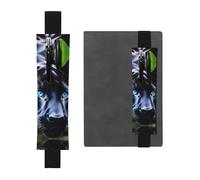 Portapenne in pelle nera, segnalibro YYHWHJDE Panther con occhi azzurri, fascia elastica regolabile da 21,1 a 4,6 cm, adatto per la maggior parte dei quaderni e diari