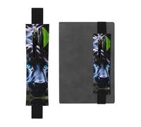 Portapenne in pelle nera segnalibro YYHWHJDE Panther con stampe occhi azzurri fascia elastica regolabile 21,1-4,6 cm per quaderni diari manuali pianificatori