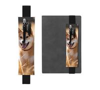 Portapenne in pelle nera segnalibro YYHWHJDE Shiba Inu immagine regolabile fascia elastica 21,1 - 4,6 cm adatto per la maggior parte dei quaderni diari