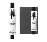 Portapenne in pelle nera, segnalibro YYHWHJDE Ship in The Wind and Waves con fascia elastica regolabile da 21,1 a 4,6 cm, adatto per la maggior parte dei quaderni e diari