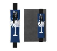 Portapenne in pelle nera, segnalibro YYHWHJDE South Carolina con stampa bandiera della Carolina del Sud, fascia elastica regolabile da 21,1 a 4,6 cm, per quaderni, diari, manuali e pianificatori