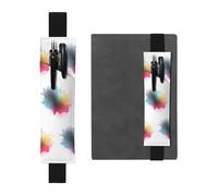 Portapenne in pelle nera segnalibro YYHWHJDE spruzzi d'acqua in un dipinto stampe fascia elastica regolabile 21,1-4,6 cm per quaderni diari copertina rigida diario