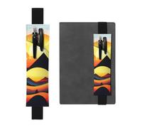 Portapenne in pelle nera, segnalibro YYHWHJDE Sunrise Mountain, con fascia elastica regolabile da 21,1 a 4,6 cm, per quaderni, diari, diari con copertina rigida