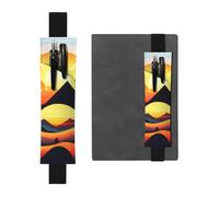 Portapenne in pelle nera, segnalibro YYHWHJDE Sunrise Mountain, con fascia elastica regolabile da 21,1 a 4,6 cm, adatto per la maggior parte dei quaderni e diari