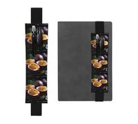 Portapenne in pelle nera Segnalibro YYHWHJDE Sweet and Sour Passion Fruit Stampe Fascia elastica regolabile 21,1-4,6 cm per quaderni Diari Manuali Pianificatori