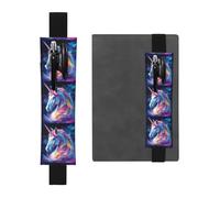 Portapenne in pelle nera segnalibro YYHWHJDE The Dazzling Unicorn stampa fascia elastica regolabile 21,1-4,6 cm per quaderni diari manuali pianificatori