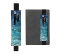 Portapenne in pelle nera, segnalibro YYHWHJDE The Deep Blue Sea, con fascia elastica regolabile da 21,1 a 4,6 cm, adatto per la maggior parte dei quaderni e diari