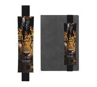 Portapenne in pelle nera segnalibro YYHWHJDE The deep-Eyed Leopard stampa fascia elastica regolabile 21,1-4,6 cm per quaderni diari manuali pianificatori