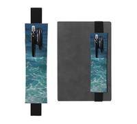 Portapenne in pelle nera, segnalibro YYHWHJDE The Deep Ocean, con fascia elastica regolabile da 21,1 a 4,6 cm, adatto per la maggior parte dei quaderni e diari