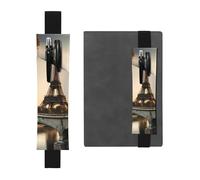 Portapenne in pelle nera, segnalibro YYHWHJDE Tour Parigi francese Torre Eiffel stampe, fascia elastica regolabile da 21,1 a 4,6 cm, per quaderni, diari, manuali e pianificatori