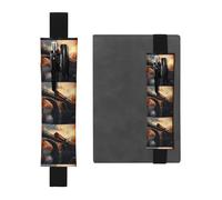 Portapenne in pelle nera, segnalibro YYHWHJDE Trains on The Bridge, con fascia elastica regolabile da 21,1 a 4,6 cm, adatto per la maggior parte dei quaderni e diari