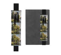 Portapenne in pelle nera, segnalibro YYHWHJDE Willow Trees by The Lake con fascia elastica regolabile da 21,1 a 4,6 cm, adatto per la maggior parte dei quaderni e diari