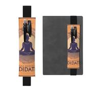 Portapenne in pelle nera, segnalibro YYHWHJDE yoga meditazione stampa fascia elastica regolabile 21,1 - 4,6 cm adatto per la maggior parte dei quaderni diari