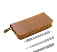 Portapenne in Pelle Organizer per Cancelleria Vintage con 3 Scomparti