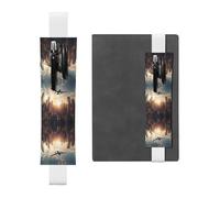 Portapenne in pelle segnalibro GGNKDL aereo che vola sopra edifici alti modello per diari con copertina rigida, diari, agende, custodia con cinturino regolabile