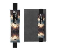 Portapenne in pelle segnalibro GGNKDL aereo che vola sopra edifici alti modello per diari con copertina rigida, diari, agende, custodia con cinturino regolabile