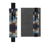 Portapenne in pelle segnalibro RRKDOY Dinosauri sulla barca stampato per riviste con copertina rigida, diari, agende, custodia con cinturino regolabile