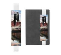 Portapenne in pelle sintetica con stampa di paesaggio con tramonto e tramonto sul fiume, 2 pezzi, regolabile, per diari con copertina rigida, quaderni, regalo per il rientro a scuola