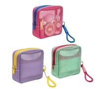 Portapenne in Rete,3 Pezzi Custodia Portatrucco Portatile,Piccola Pochette per Auricolari - Per Donne Uomini Ragazze Viaggiatori Studenti Breve Viaggio Shopping Zaino Aereo Hotel Palestra