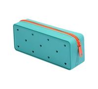 Portapenne in silicone - moderno supporto per utensili da scrittura estetica, design durevole e liscio in silicone | Spazioso per penna e trucco, chiusura lampo minimalista, Blu, vedi