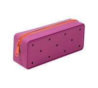 Portapenne in silicone - moderno supporto per utensili da scrittura estetica, design durevole e liscio in silicone | Spazioso per penna e trucco, chiusura lampo minimalista, viola scuro