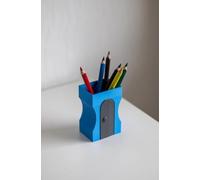 Portapenne in stile temperamatite, divertente decorazione 3D per ufficio e scuola, in plastica, blu e carne, regalo originale per creativi (blu, 11 cm)