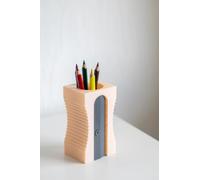 Portapenne in stile temperamatite, divertente decorazione 3D per ufficio e scuola, in plastica, blu e carne, regalo originale per creativi (beige, 14 cm)