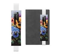 Portapenne per quaderni, fascia elastica regolabile, portapenne con fiori del pensiero segnalibro in pelle PU custodia per penne astuccio portapenne segna pagine per agende, diari, libri