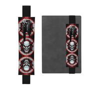 Portapenne regolabile in pelle con fantasma malvagio rosso e nero, per quaderni, calendari, tablet, con fascia elastica, segnalibro e portapenne