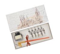 Portapenne retrò con pennini, per scrittura inglese, pennino obliquo per disegno, scrittura, ombreggiatura, obliquo, per calligrafia inglese con