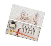 Portapenne retrò con pennini, per scrittura inglese, punta obliqua per disegno, scrittura, ombreggiatura, calligrafia inglese, obliquo, con per disegno